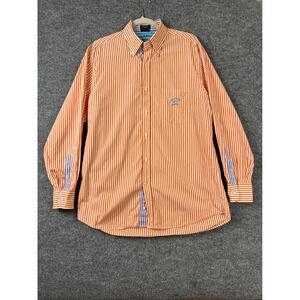 Paul & Shark Yachting Shirt Mens 42 Orange White Striped Button Down Shirt Italy